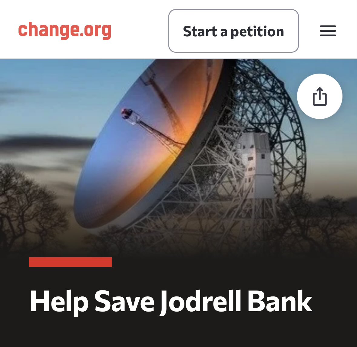 peterrhague's tweet photo. Sign the petition to save Jodrell Bank.
The UK government sees science as an easy cut. We have to make some noise and let them know it isn’t true.
Link below… https://t.co/ynfDA03SDe