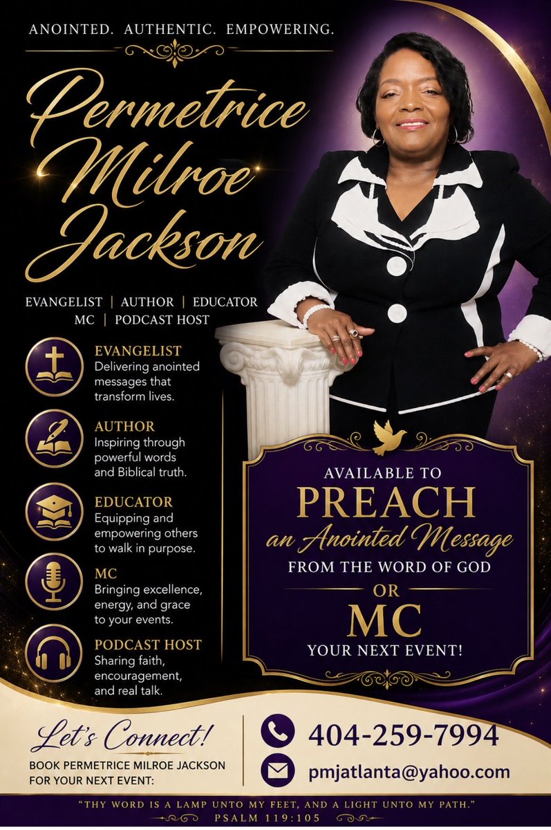 pmjatlanta's tweet photo. I’m thankful and blessed by every strategic door the Lord Jesus is opening for me! His purpose and plans are blessing the people of God and working for my good! Praise the Lord with me as I walk with intentional purpose! #Evangelist #Author #Teacher #Educator #MC #PodcastHost https://t.co/euh2MY2gzy