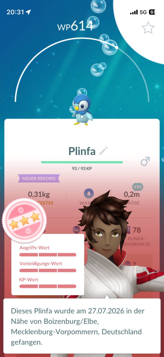 JacobVanselow's tweet photo. Was haben wir denn da ? Ein Mini - Plinfa ! 🥳 #FangdesTages #xxs #Abenteuerei #Plinfa #PokémonGo https://t.co/uVYqbnts11