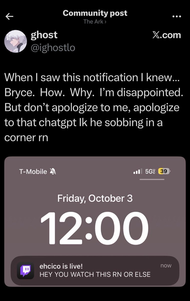 UpdatesClipping's tweet photo. @ighostlo Oh my bad even worse a vip. U spend your whole paycheck for dada arky who. Sorry he didn’t pick your girl tho. You parasocial loser ✌️ https://t.co/N5VOnfhpVX