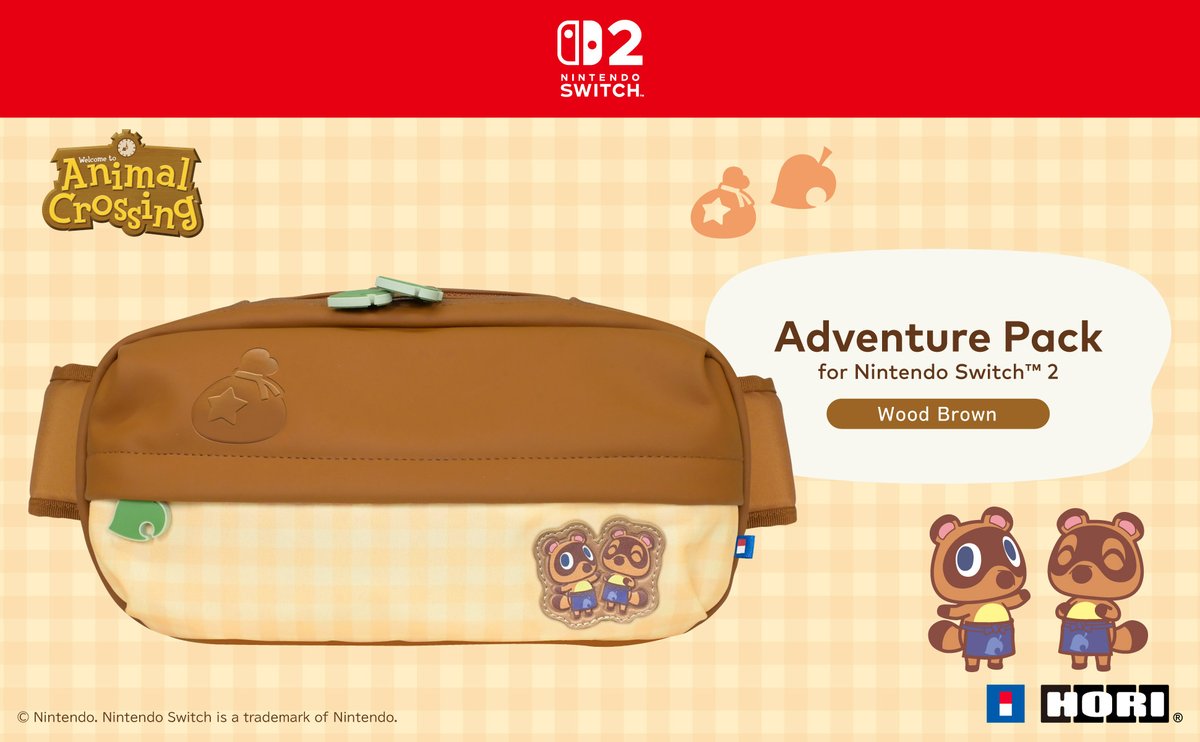 horiusainc's tweet photo. Looking for a pack to carry your bells, bugs, and fish? The #HORI Adventure Pack (Animal Crossing Wood Brown) for #NintendoSwitch2 has you covered! Portable yet spacious, it brings the warmth of Animal Crossing wherever you go. Available at @Target and @Amazon! #HORIGaming https://t.co/fg6bRhreTB