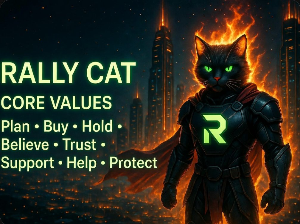 RallyCat's tweet photo. $RALLYCAT CORE VALUES 🐱

Plan – We don’t chase, we prepare.  
Buy – We enter with intention, not emotion.  
Hold – We stay through the noise.  
Believe – We trust the vision even when it’s quiet.  
Trust – We build real relationships, not temporary hype.  
Support – We lift each other up in the community.  
Help – We share knowledge and look out for one another.  
Protect – We guard the project and take profits responsibly.

@CryptoRal1y From the Red Sea to the Moon.

CA: DbDwQC6f9hvzvXjrQxqfiFDZhArbzfdujotbXqcwpump
Website: https://t.co/q9lD72rTI1
Telegram: https://t.co/HyV3tfz3Uo
Discord: https://t.co/Bzt92lqmGo
YouTube: https://t.co/VaC67DbLCt
TikTok: https://t.co/065BTwNUrO

#RallyCat #Solana #SolanaMeme #OrganicGrowth #CryptoCommunity #Hold #bitcoin #pumpfun #altseason #meme #ansem #catcoin #crypto #altcoin