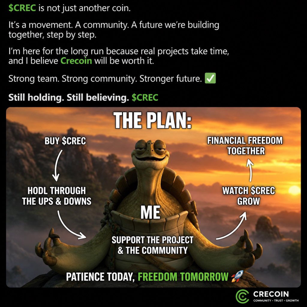 michaaeldamola's tweet photo. Real projects take time, and strong communities are built through patience and consistency. I believe in what Crecoin is building, and I’m here for the journeynot just the hype.
Our time will come. 🚀
$CREC @Crecoin #Crecoin @CREcoinSOL https://t.co/ODdhvsGJEM