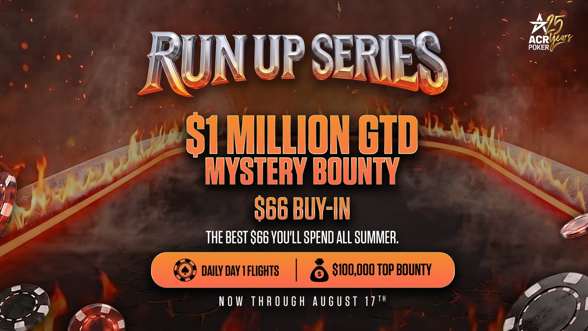 TwinnyPoker's tweet photo. $66 just bought you a front-row seat.
Momentum builds with every orbit.
Need an ACR account to write your story?
Click this Link: https://t.co/Yf1x3hW5Mj
Use Code: TWINNY.
Deposit a min of $26 and receive an extra $26 on me.
#SundayFunday #ACRPoker #RunUpSeries #MysteryBounty https://t.co/QGXG8MPUNc