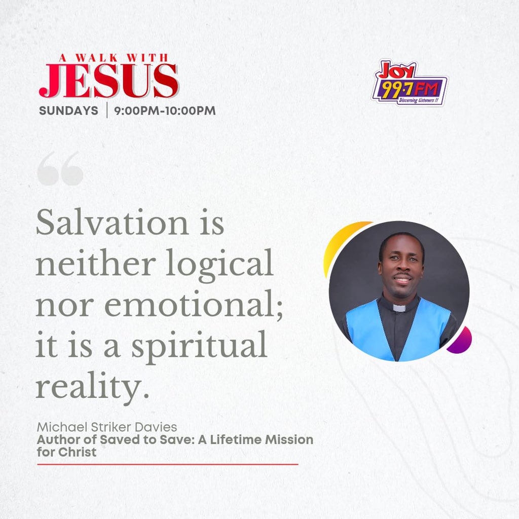Joy997FM's tweet photo. “Salvation is neither logical nor emotional…”
Michael Striker Davies teaches that salvation is far more than human reasoning or emotion. It is a spiritual reality made possible through Christ, inviting every believer into a life transformed by God’s grace.
#AWalkWithJesus #Joy997FM
