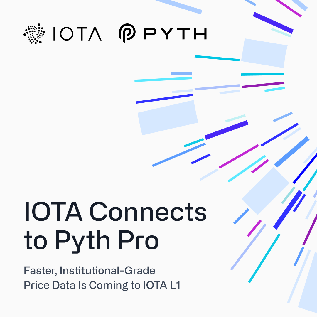 iota's tweet photo. A major upgrade in the price feed infrastructure of @PythNetwork, the decentralized oracle network, is arriving for IOTA users 

From today, IOTA L1 connects to Pyth Pro, the next generation of Pyth's price feed infra.

Lower latency. Broader asset coverage. Institutional-grade data.

🧵👇