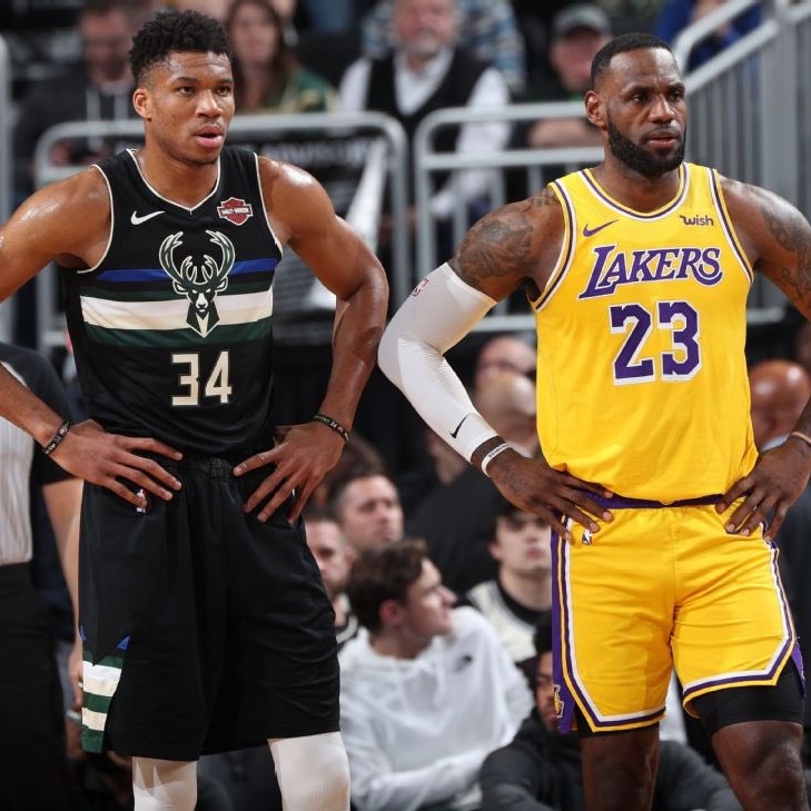 KalshiHoops's tweet photo. "LeBron and Giannis both wanted to be Knicks and are now playing for their backup teams because the Knicks won the title," per @SamQuinnCBS. https://t.co/Zx9bP6eefN