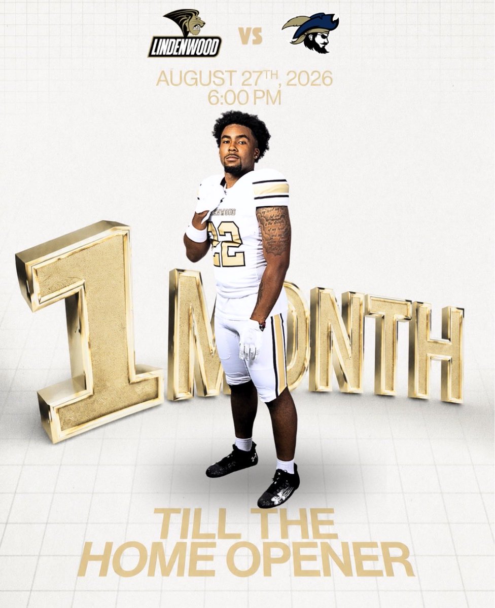 LindenwoodFB's tweet photo. 𝙇𝙞𝙣𝙙𝙚𝙣𝙬𝙤𝙤𝙙 𝙁𝙤𝙤𝙩𝙗𝙖𝙡𝙡 𝙞𝙨 1️⃣ 𝙈𝙤𝙣𝙩𝙝 𝘼𝙬𝙖𝙮!

Get your 2026 tickets 🎟️ today: https://t.co/VfpwcIRwXJ

#BurnTheWood https://t.co/v2SPOaJBd0