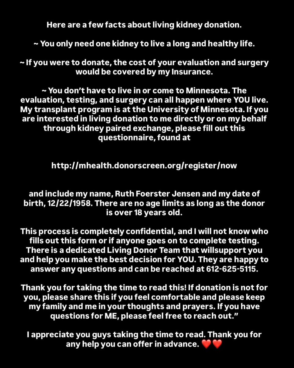 ChrisMikeJensen's tweet photo. PLEASE READ

My mother is in desperate need of a kidney transplant. I wrote some things here in the slides and shared some words from her that go into much more depth.

Thank you for any help you can offer in advance. ❤️❤️

Here is the link included - https://t.co/7VoxfmixWZ https://t.co/gwZwBZjuRi