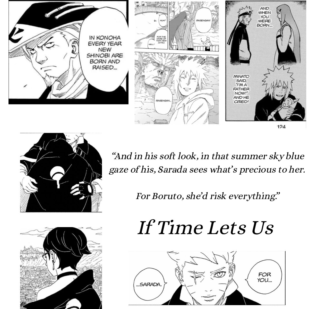 Glitter0405's tweet photo. Here’s a sneak peek of the final chapter of my Boruto &amp; Sarada time travel fanfic, If Time Lets Us! 🌀☀️🕰️❤️ Chapter 6 will go live in a few days :) https://t.co/yeCJgKE6Mh
#borusarafanfic #borusara https://t.co/wh8R1BaLPA
