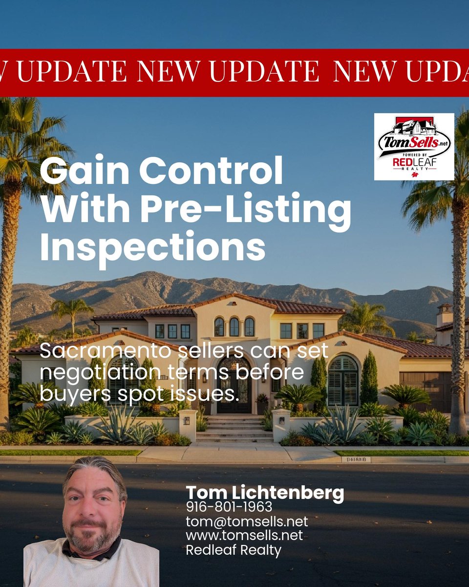 TomLichtenberg's tweet photo. Pre‑listing inspections let Sacramento sellers spot and address issues before buyers gain leverage in repair talks. Would you invest in one to set the terms upfront? https://t.co/B7hQZb5IKo