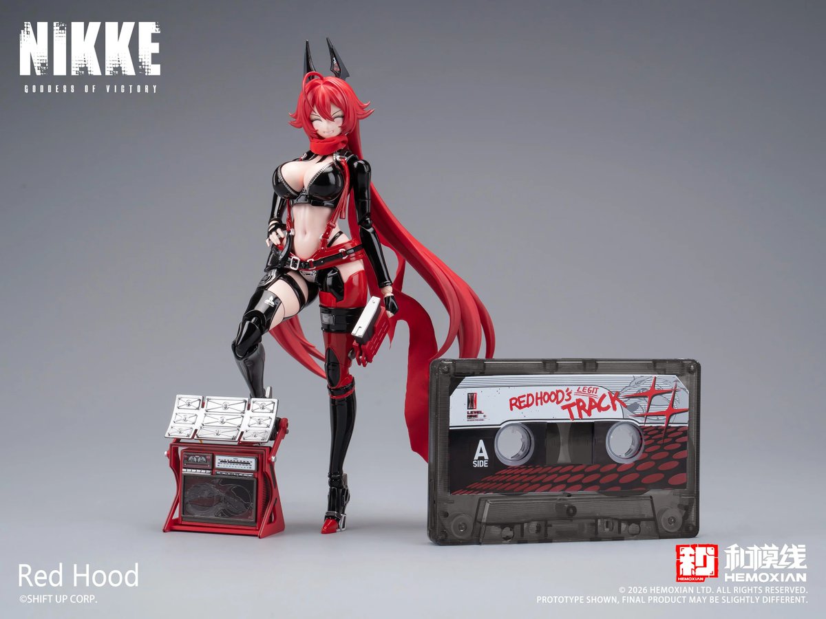GundamPlanet's tweet photo. It's finally happening! The stunning 1/12 Red Hood Model Kit by Hemoxian has been officially announced for winter 2027!

Reserve yours now to guarantee the first edition cassette tape!

https://t.co/fwzfWZmR55

#NIKKE #hemoxian #goddessofvictorynikke https://t.co/sKFnuBNDQt