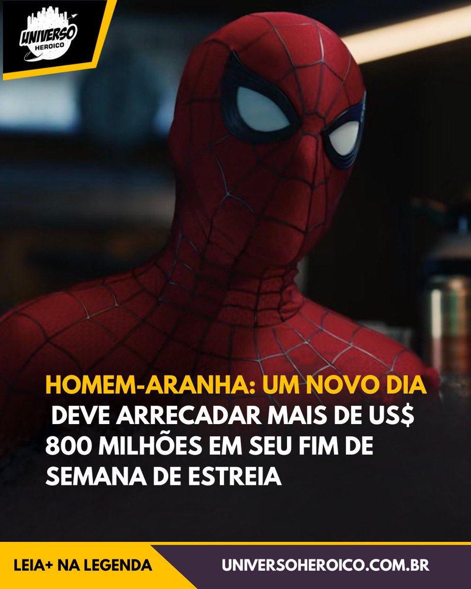 uheroicobr's tweet photo. Segundo informações recentes do Global Box Office, o filme Homem-Aranha: Um Novo Dia atualmente está apontando para uma bilheteria de abetura superior aos US$ 800 milhões no cenário mundial em seu primeiro fim de semana. 

https://t.co/MaoubfBhXr https://t.co/7wWhgeUxF6