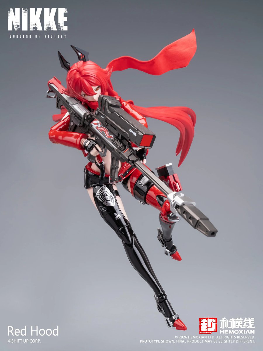 GundamPlanet's tweet photo. It's finally happening! The stunning 1/12 Red Hood Model Kit by Hemoxian has been officially announced for winter 2027!

Reserve yours now to guarantee the first edition cassette tape!

https://t.co/fwzfWZmR55

#NIKKE #hemoxian #goddessofvictorynikke https://t.co/sKFnuBNDQt