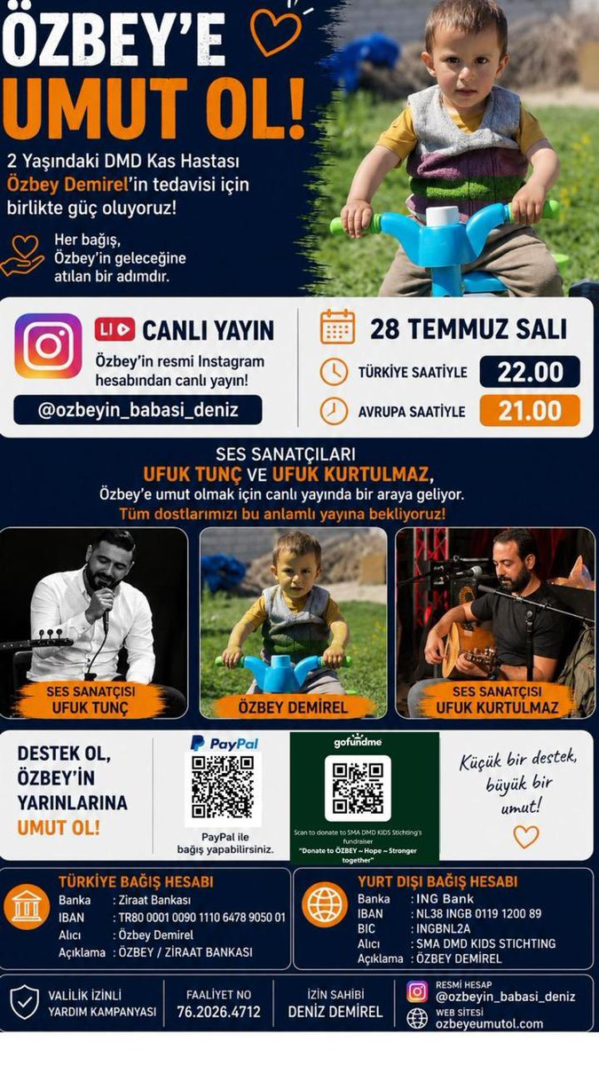 Medrra_'s tweet photo. 📅 28 Temmuz Salı
🕙 Türkiye Saati: 22.00
🕘 Avrupa Saati: 21.00
📍 Canlı Yayın: @ozbeyin_babasi_deniz
Sizleri de bu yayına bekliyoruz.
Bir paylaşımınız  daha fazla kişiye ulaşmasına katkı sağlayacaktır.
Gelin, hep birlikte Özbey'e umut olalım. https://t.co/ZuYyuuvScX