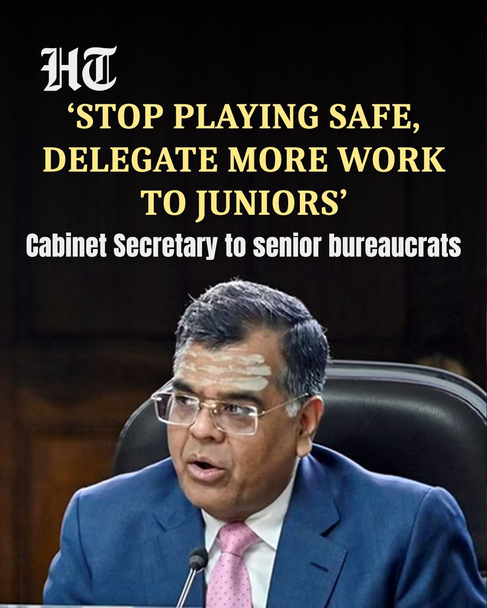 ashokmalik's tweet photo. #CabinetSecretary #TVSomanathan asked sr bureaucrats to shed #playing_safe approach and delegate greater authority to jr civil servants, emphasising that excessive centralisation can slow govt functioning, overwhelm senior officers &amp; deprive subordinates>>
https://t.co/NSVJerRrfK https://t.co/jrQpRHwODm