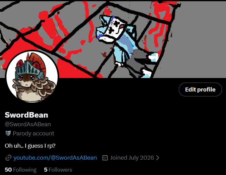 SwordAsABean's tweet photo. //omg i'm so popular i have 5 followers 😎 https://t.co/oQTGp51NZ7
