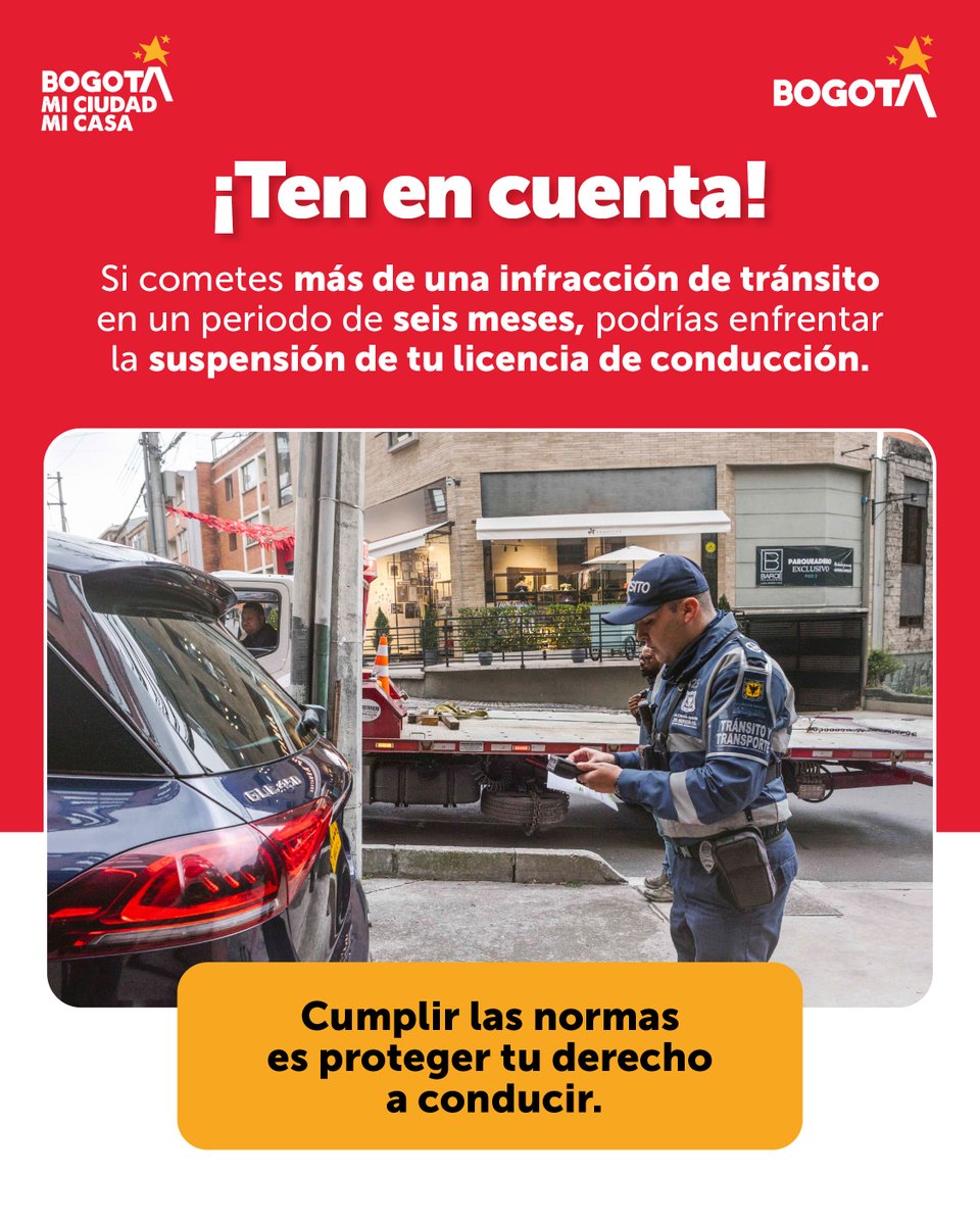 SectorMovilidad's tweet photo. ¡Cumplir las normas es proteger tu derecho a conducir!

Recuerda que te pueden suspender o puedes perder tu licencia de conducción por reincidencia en infracciones de tránsito👇

#MovilidadEficiente https://t.co/k6wcGxUfs9