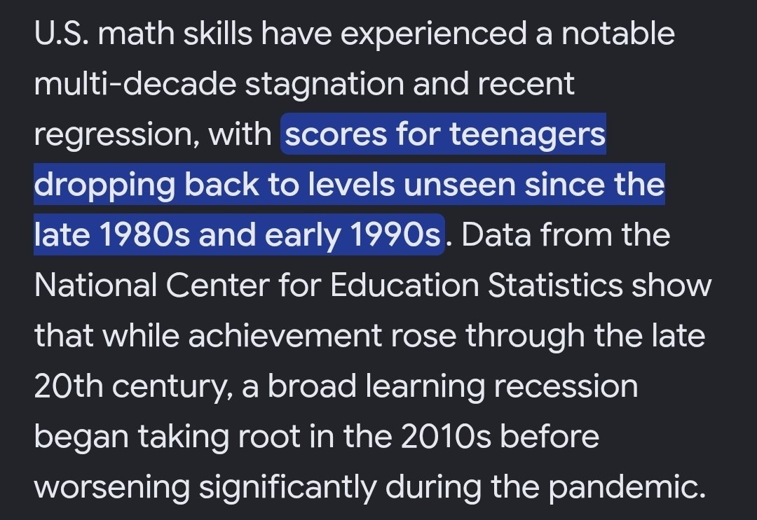 ProudIdealist's tweet photo. The Department of Education was created in 1979. Meanwhile, basic math and reading skills have declined. At some point, you fire the manager who's failing your customers. 

So yeah, I'm happy. But parents need to stay vigilant because in the hands of the states, it can take the same downhill route, although parents can sometimes control more.