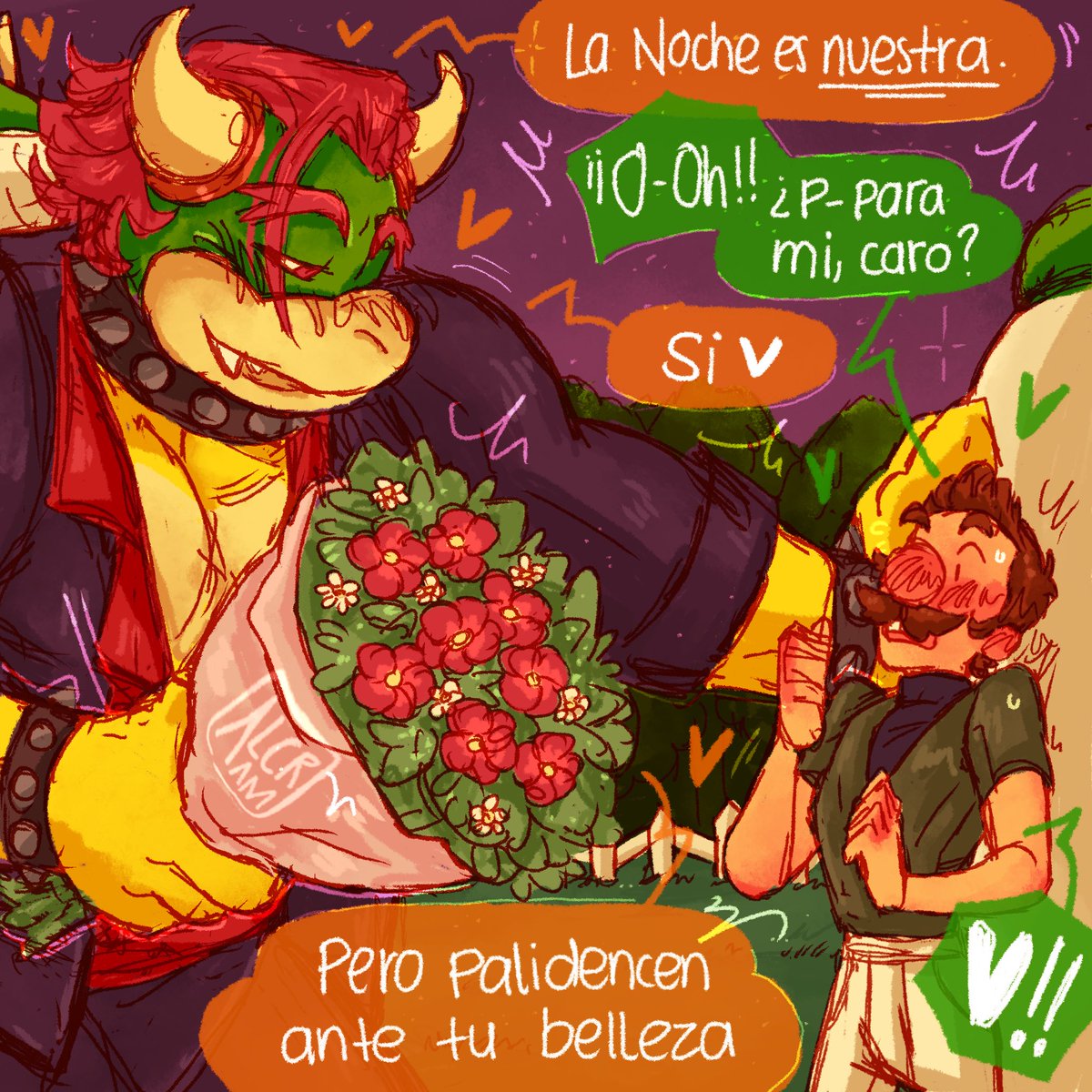 Alcram_art's tweet photo. ESP ( 3 / ? ) 💛Primera Cita💚
#Bowuigi #BowserxLuigi #LuigixBowser

Luigi está claramente nervioso, pero la noche apenas está empezando, y Bowser sabe que decir para ahuyentar sus preocupaciones~💚🧡 https://t.co/0kUvMSQR05