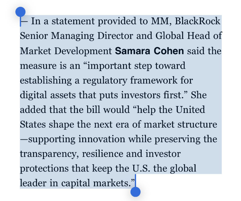 CryptoKing4Ever's tweet photo. 🚨BREAKING:

🇺🇸 $14T BlackRock officially backs the Clarity Act. 

Earlier, BlackRock warned that Asian countries will try to get ahead of the U.S. in crypto by passing their own versions of the CLARITY Act.

And now, coinbase Vice Chairman confirms it: BlackRock is on board with the Clarity Act joining Schwab, Fidelity, and Goldman Sachs. 

Coinbase: “Your turn, Congress“