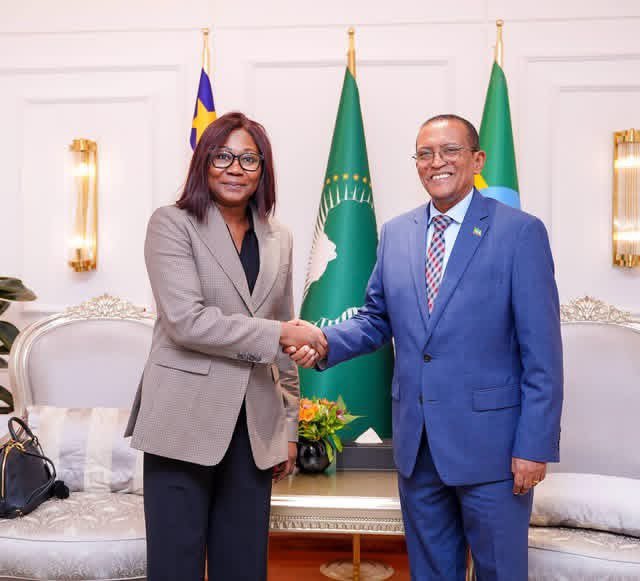 MFAEthiopia's tweet photo. The Foreign Ministers of the Republic of Seychelles, Central African Republic, the Federal Republic of Somalia, and the Republic of Benin, Barry Faure, Sylvie Baïpo-Temon, Abdisalam Abdi Ali and Corinne Amori Brunet, respectively, arrived in Addis Ababa this evening to participate in the 49th Ordinary Session of the Executive Council of the African Union.

Upon arrival at Bole International Airport, the Ministers were warmly received by the Chief of State Protocol at the Ministry of Foreign Affairs, Melaku Bedada.

The 49th Ordinary Session of the Executive Council of the African Union will be held from July 28-29, 2026 under the theme “Assuring Sustainable Water Availability and Safe Sanitation Systems to Achieve the Goals of Agenda 2063.”