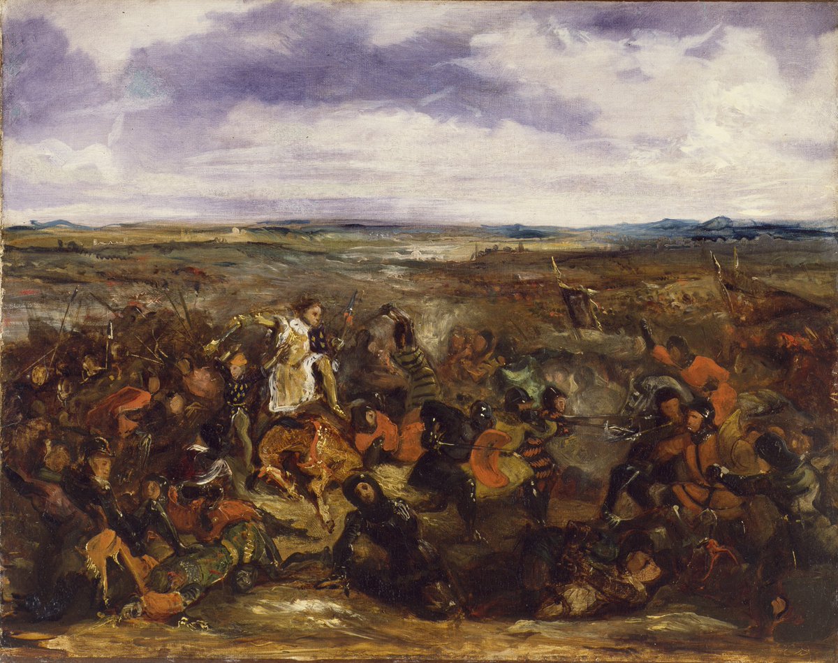 MemoriaBelica's tweet photo. ⚔️ Batalla de Poitiers (1356)
📅 19 de septiembre de 1356 · cerca de Poitiers, Francia
🛡️ Reino de Inglaterra (Eduardo, el Príncipe Negro) vs. Reino de Francia (Juan II el Bueno)
🏆 Victoria inglesa decisiva; el propio rey de Francia fue capturado en el campo de batalla, sumiendo al reino en una grave crisis.

📜 En plena Guerra de los Cien Años, el ejército inglés, muy inferior en número y atrapado en territorio enemigo, se preparó para negociar una retirada. Cuando las negociaciones fracasaron, los arqueros ingleses y una carga de flanco decidieron la batalla; en el caos final, el propio rey Juan II de Francia luchó a pie junto a su hijo menor hasta ser rodeado y capturado.

👑 Eduardo, el Príncipe Negro: Príncipe de Gales; su victoria en Poitiers, capturando al propio rey de Francia, lo consagró como uno de los grandes comandantes de la Guerra de los Cien Años. · Juan II de Francia, "el Bueno": Rey de Francia; capturado en Poitiers, regresó voluntariamente al cautiverio en Londres años después por honor, cuando su hijo rehén escapó.

💡 Juan II fue llevado a Inglaterra como prisionero de altísimo rango; liberado bajo palabra para recaudar su propio rescate, regresó voluntariamente al cautiverio en Londres cuando su hijo, dejado como rehén, escapó, y allí murió poco después. Su gesto le valió pasar a la historia con el sobrenombre de 'el Bueno'.

#HistoriaMilitar #MilitaryHistory