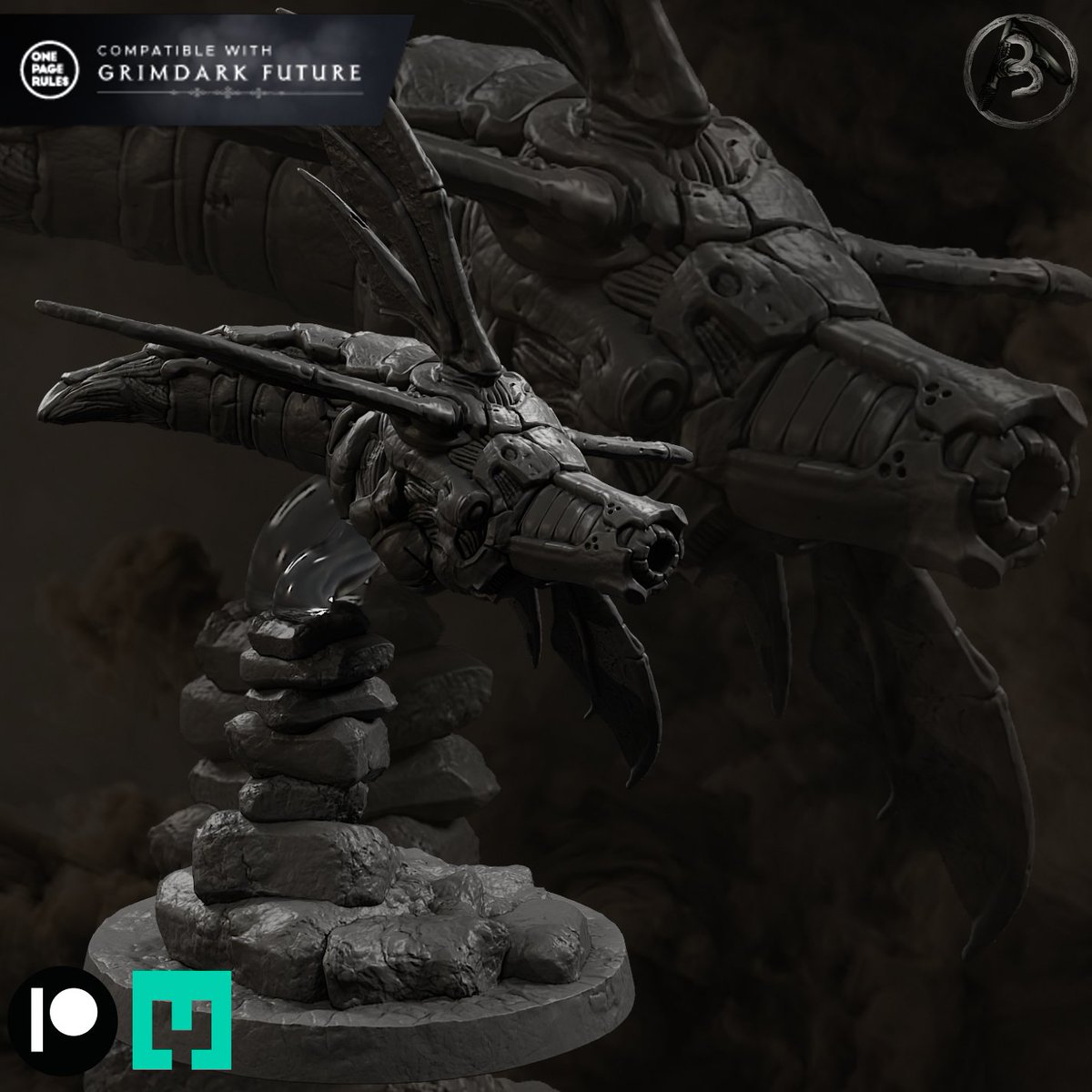 bLUARt8's tweet photo. Exo Rippers jump assault unit. Five poses. 32mm bases. Heavy blade arms. Get the full pack on My Mini Factory. https://t.co/I6bBA8LQ5X
