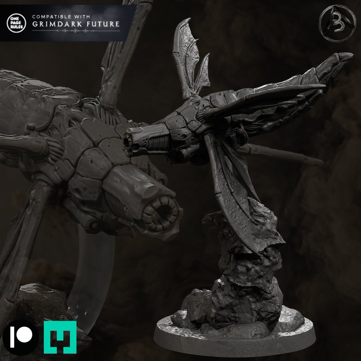 bLUARt8's tweet photo. Exo Rippers jump assault unit. Five poses. 32mm bases. Heavy blade arms. Get the full pack on My Mini Factory. https://t.co/I6bBA8LQ5X
