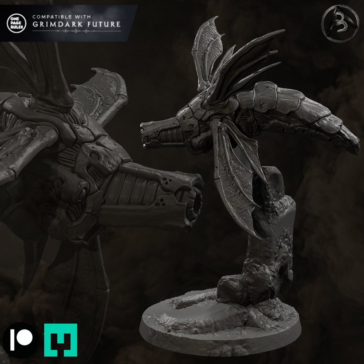 bLUARt8's tweet photo. Exo Rippers jump assault unit. Five poses. 32mm bases. Heavy blade arms. Get the full pack on My Mini Factory. https://t.co/I6bBA8LQ5X