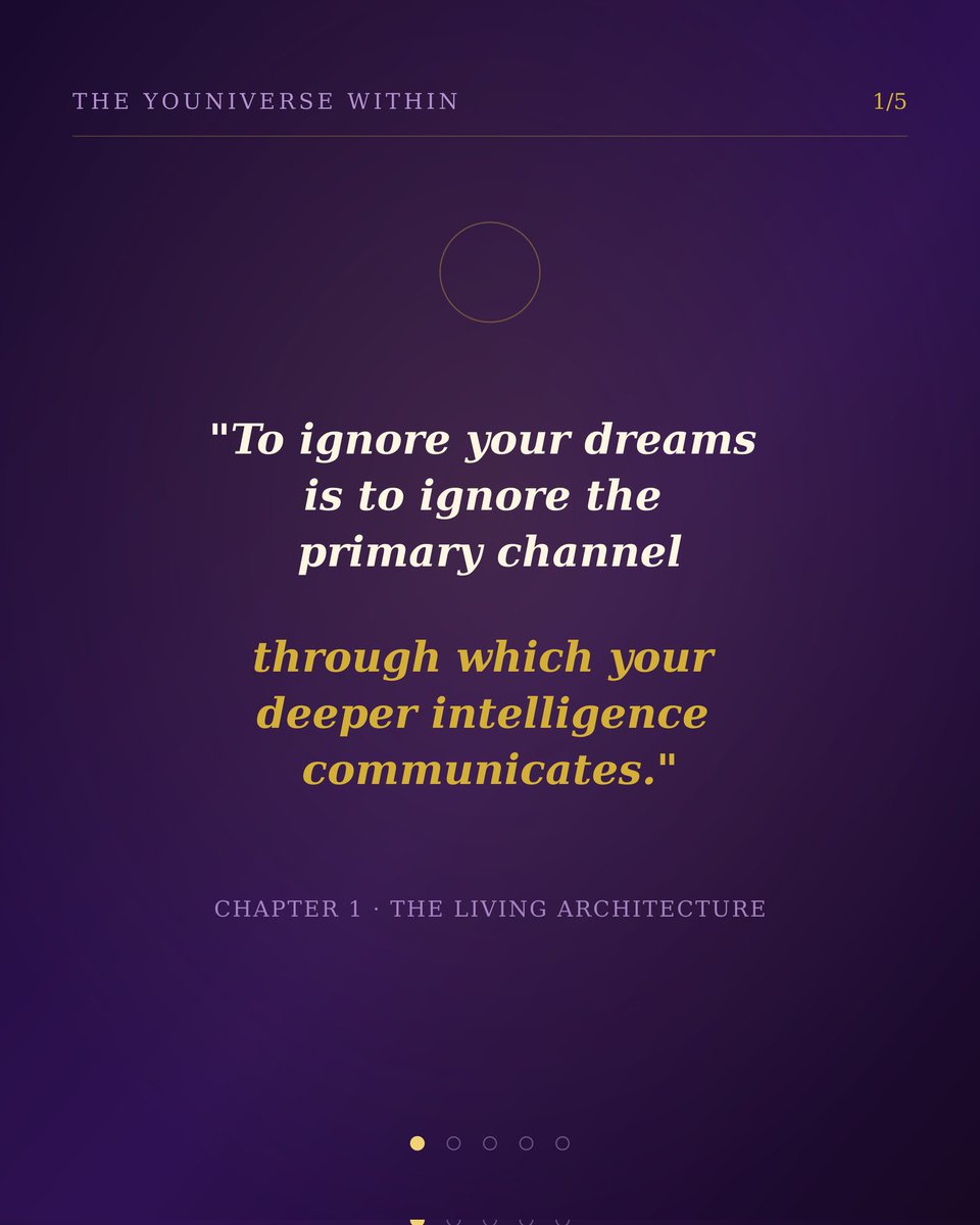 Somm_zzy's tweet photo. Carl Jung spent 60 years studying dreams and concluded they are the psyche's primary language — not random images but ENCODED MESSAGES from the deepest layer of intelligence you possess. Your dreams are not accidents. They are appointments. Are you showing up? 🌙💤✨ https://t.co/nhRFCeiCsS
