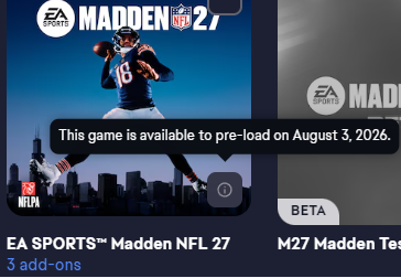 VIPER93_YT's tweet photo. You will be able to pre-load #Madden27 on August 3, on  PC IDK what time through... @Moshimadden https://t.co/70jj5F3HPP