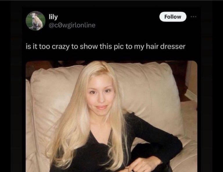 ggabbingg's tweet photo. me at 14 showing the hair dresser a picture of laineybot https://t.co/loRELXfDs2