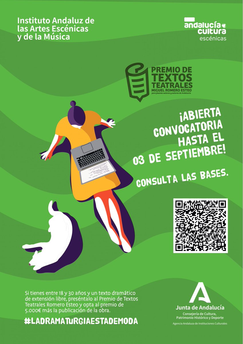 cata_teatro's tweet photo. Convocatoria Premio de Textos Teatrales Miguel Romero Esteo para Jóvenes.
https://t.co/xyhls6w9Pp https://t.co/MdPpmstmKL