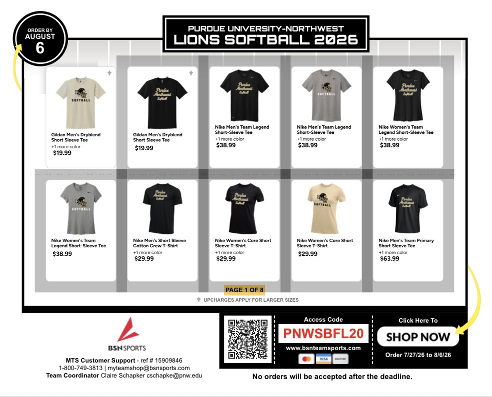 PNWSoftball's tweet photo. PNW Softball BSN store is LIVE! 

Support Purdue Northwest Softball and get your gear for this season today!

🦁🖤💛 https://t.co/NH5iSBayE9 https://t.co/rAQDCYHrV7