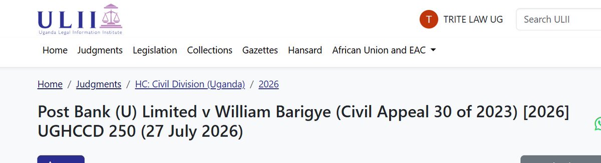 TriteLawUG's tweet photo. Justice Kinobe ✍️A depositor who erroneously credits funds intended for another party into the WRONG account cannot impute liability to the Bank for that negligence, especially where the bank has lawfully disbursed the funds to the unintended beneficiary without negligence on its part✍️The duty  rests squarely upon the client to exercise vigilance and ensure that deposits are made to the correct account✍️ A bank does not have a relationship with a non account holder.

✍️In executing payment instructions, transfers, or investments, the bank acts as the client’s agent, thereby assuming duties of diligence and fidelity. Though primarily contractual, the relationship imposes fiduciary duties, particularly in matters of confidentiality, disclosure, and advisory services.

✍️Banks must exercise reasonable skill and care in handling client instructions, safeguarding funds, and preventing unauthorized transactions

Legal Representation: 
Appellant: Arcadia Advocates
Respondent:  Semuyaba, Iga & Co. Advocates
Case link: https://t.co/koPoIZdr6b . CC @SPKinobe2018