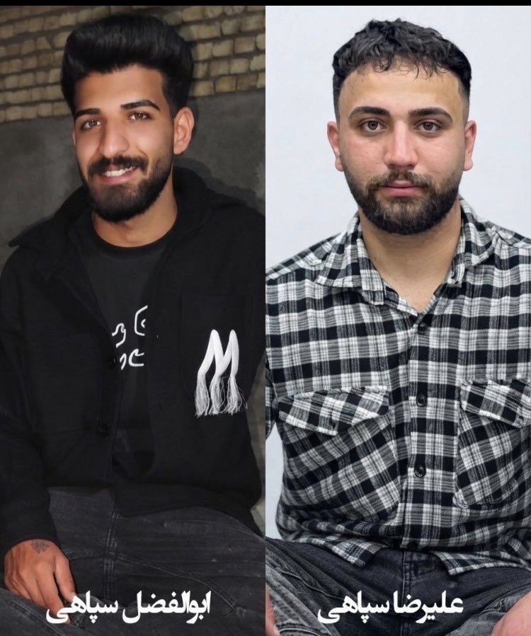 AminMempo's tweet photo. 🚨 THEY MAY NOT LIVE TO SEE TOMORROW.

Alireza Sepahi and Abolfazl Sepahi are two young relatives facing imminent execution in the Alikhani Square case in Isfahan.

They were reportedly removed from the general ward of Dastgerd Prison and transferred to solitary confinement. Their families fear that a recent prison meeting may have been arranged as a “final visit.”

Reports warn that the executions could be carried out at any moment.

This danger cannot be dismissed. Two other defendants in the same case, Erfan Esfandiari and Gol-Mohammad Mohammadi, have already been executed. Their deaths have intensified fears that Alireza and Abolfazl may now be next.

Their legal proceedings have been surrounded by grave concerns.

Their lawyer was reportedly denied full and effective access to the case file and was unable to obtain a copy of the judgment.

Their families say that CCTV footage and other evidence show that both young men were elsewhere when the incident attributed to them occurred. Yet this potentially exculpatory evidence was reportedly disregarded.

Alireza received four death sentences. Abolfazl received three.

There are also serious allegations that other detainees were tortured and pressured during interrogation to falsely implicate them. These allegations have not been subjected to any transparent and independent investigation.

Two young lives must not be taken after a secretive and deeply disputed process.

@nypost @NoaMagid @marklevinshow @LauraLoomer @FoxNews @NEWSMAX @MariaBartiromo @TheStoryFNC @seanhannity — please report their names before the world wakes up to news of two more executions.

@AmnestyIran @amnesty @hrw @UNWatch @drmaisato — demand immediate proof of life, unrestricted access to their lawyers and families, and an urgent halt to these executions.

@SecRubio @WhiteHouse @DarlineGrahamSC @NUFDIran @CENTCOM — please use every available diplomatic and political channel before it is too late.

Do not publish statements after they have been killed.

Act while Alireza and Abolfazl are still alive.

One family must not receive two death notices.

The world has been warned. The time to intervene is now—before a “final visit” becomes two final goodbyes.

#Alireza_Sepahi #Abolfazl_Sepahi #StopExecutionsInIran #AlikhaniSquareCase