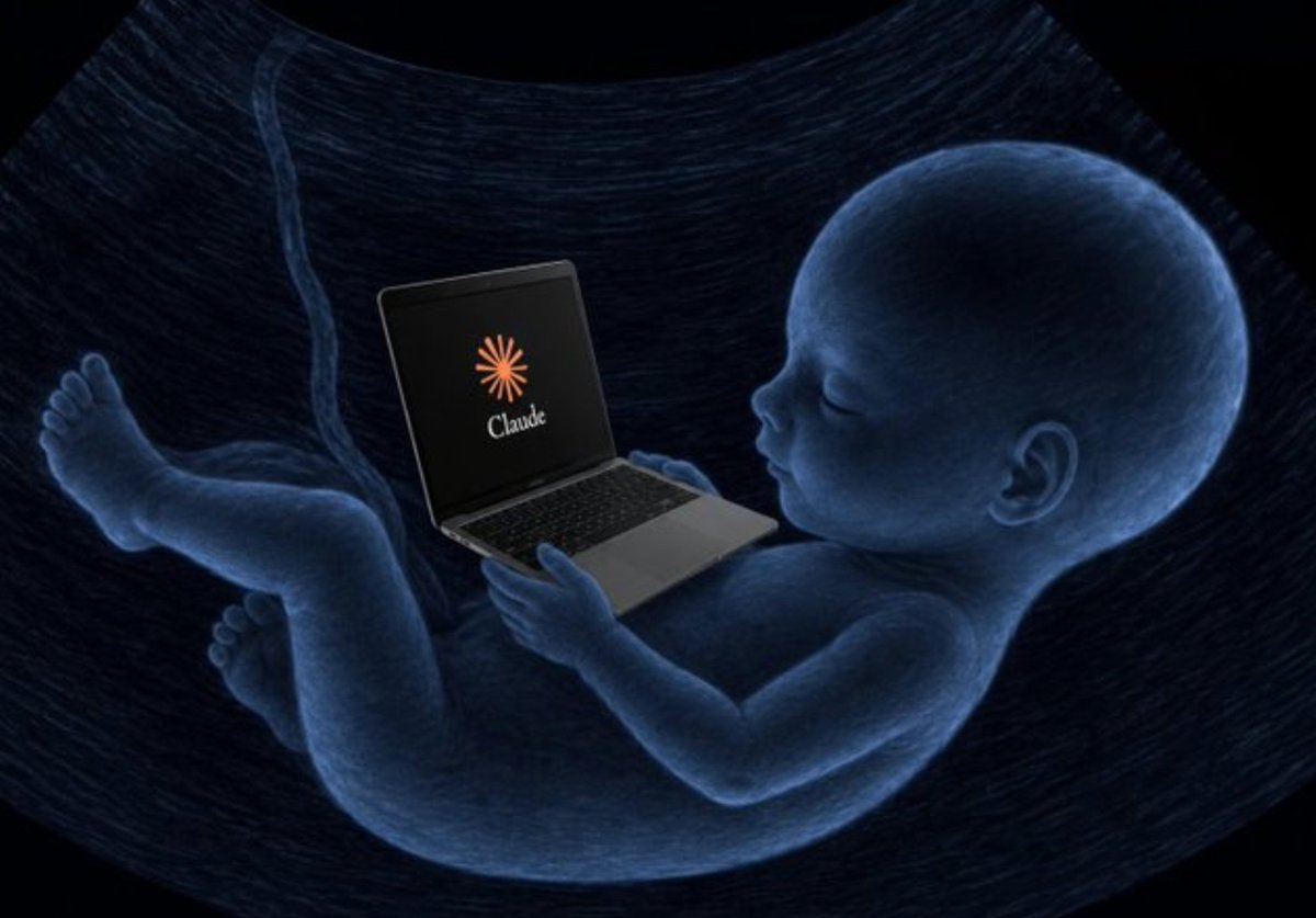 BuiltByJuice's tweet photo. My son gonna be on that claude max subscription in the womb. gonna change the world https://t.co/yZsLkP3lKj