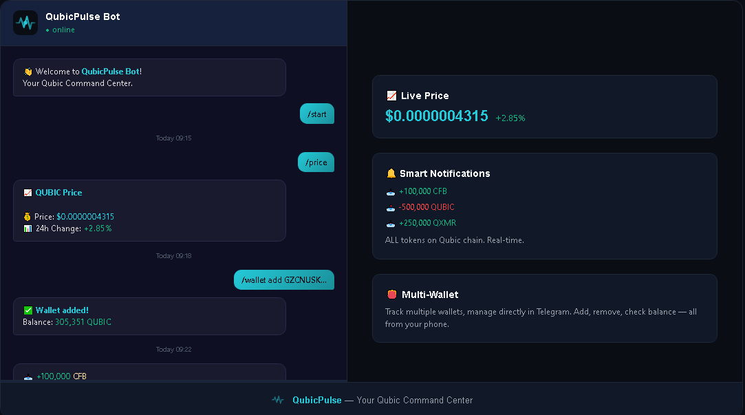 QubicPulse's tweet photo. QubicPulse just got a major upgrade.

Your Qubic Command Center — now in your pocket.

Here's what's new:

#Qubic #DeFi #Crypto #Web3 https://t.co/hAhrn0T0o3