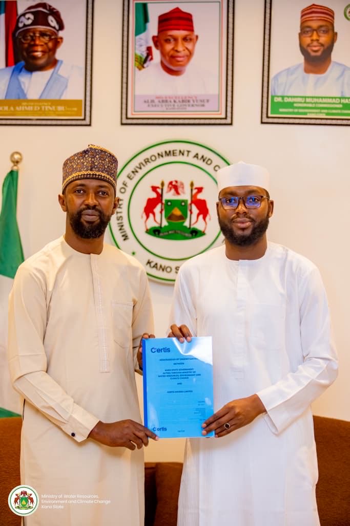 Certis_intl's tweet photo. Proud to partner with the Kano State Ministry of Water Resources, Environment and Climate Change to build a cleaner, more sustainable Kano.

Certis, with deep-tech partner @ZeroBola_ng will modernize waste management, mobilize climate finance, and unlock circular economy value. https://t.co/crqshFzPzk