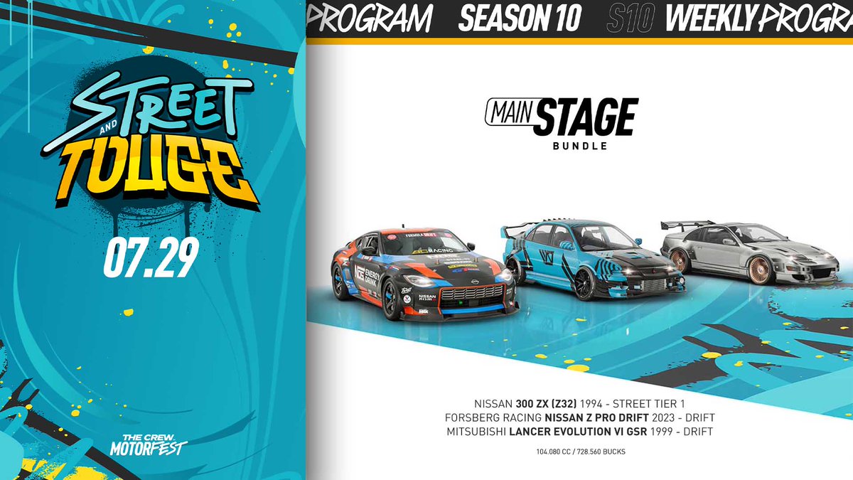 TheCrewGame's tweet photo. On the Islands this week:
🏎️ Street and Touge
📸 Japanese Street &amp; Drift Cars
💰 Nissan 300 ZX, Forsberg Racing Nissan Z Pro Drift &amp; Mitsubishi Lancer EVO VI
🖌️ Mazda RX8 &amp; Mazda RX7 - Custom Bundle
 
Get the full rundown below! 👇
https://t.co/uqrtnueEvv https://t.co/p9CMMoQuhi
