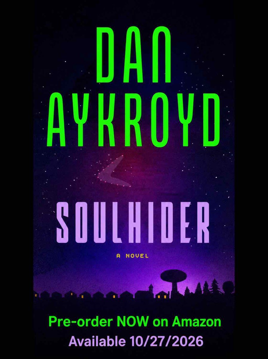 dan_aykroyd's tweet photo. Two lifelong fascinations finally collided.

The possibility that we’re not alone…

and the notion that the human soul may be far more than poetry.

SOULHIDER is the result. 📕 

Pre-order now on Amazon (or wherever you find your favorite books) Audiobook, Ebook and Hardcover. 

Available 10/27 🛸

#Soulhider
