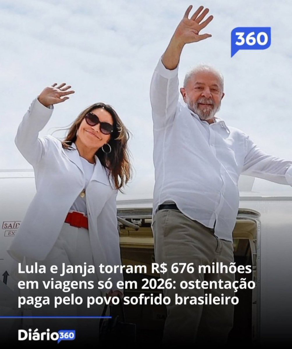 martarosamrs's tweet photo. Janja e Lula já devoraram mais de R$620.000.000,00 SÓ COM VIAGENS próprias.
Motivo pra lá de suficiente pro descondenado sofrer um impeachment. https://t.co/3RguXurU4f