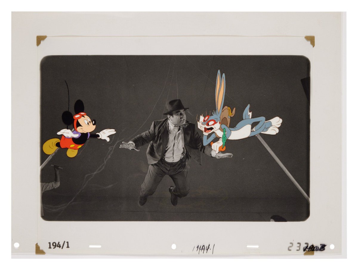 meeskahistory's tweet photo. A cel of Mickey Mouse and Bugs Bunny from Who Framed Roger Rabbit. https://t.co/dYITy6rXR1