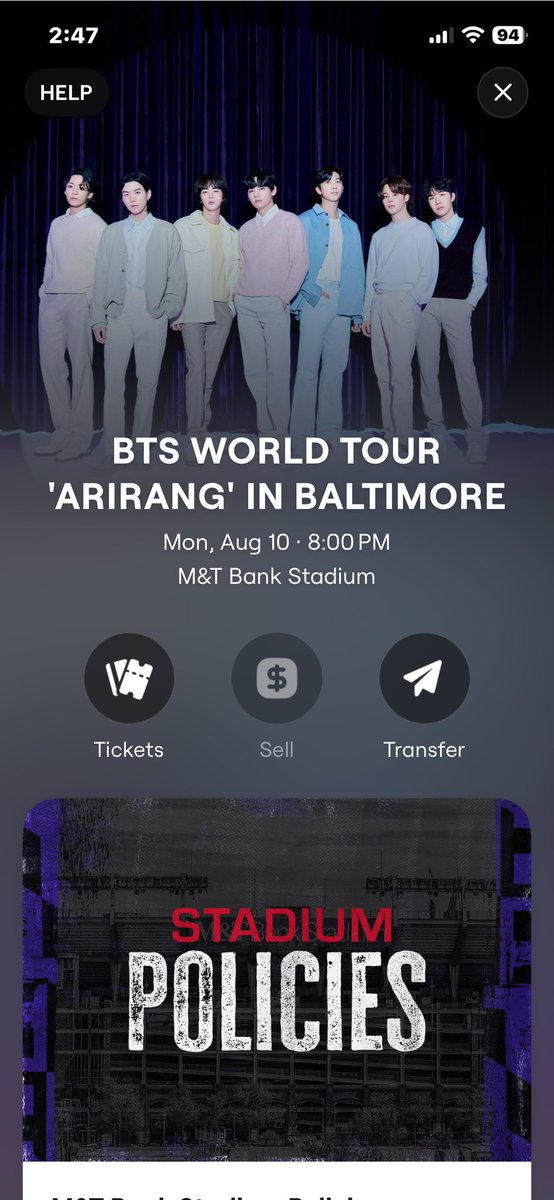 jungkkaos's tweet photo. WTS BALTIMORE D1 8/10
Seat: 117 section row 4 seat 5
$547.70 
willing to facetime for safe transfer 💗

wts wtb https://t.co/w6zdwHbOWJ