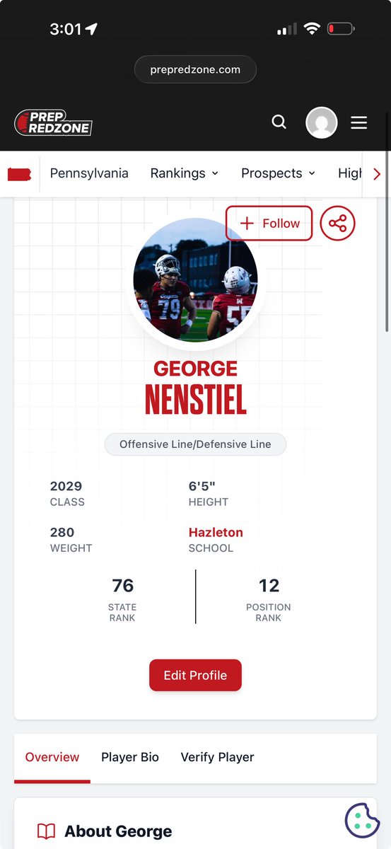 GeorgeN7373's tweet photo. Happy to be ranked 76 in the state and 12 overall in my position by 
@PrepRedzone &amp; @PRZVicCastillo https://t.co/nezyyQ0cQ3