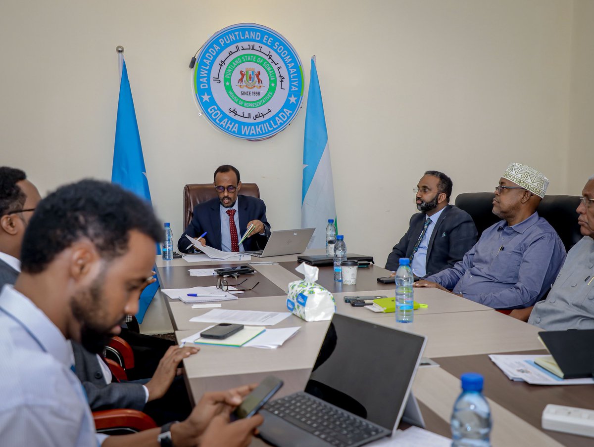 MocaaPL's tweet photo. Officials of the #Puntland @MocaaPL and Airports, led by the Minister, Abdifatah today held a working meeting with the Committee on Public Works, Transport, Commerce, and Economic Infrastructure of the Puntland House of Representatives, where they responded to questions raised by https://t.co/kOemMPnWL4
