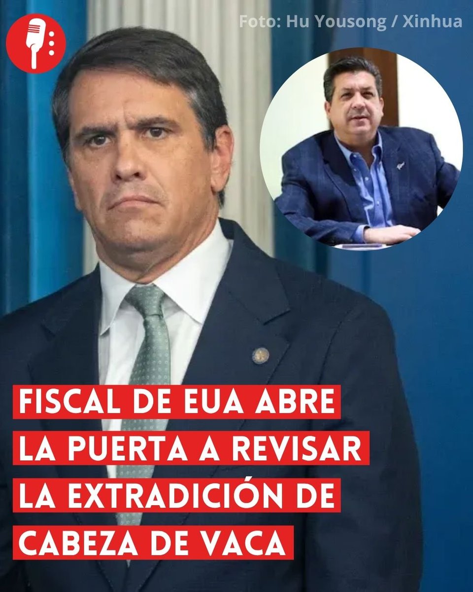 ReporterosMX_'s tweet photo. ⭕ OJO | FISCAL DE EUA ABRE LA PUERTA A REVISAR LA EXTRADICIÓN DE CABEZA DE VACA

El Fiscal General Adjunto de EUA, Todd Blanche, aseguró que las solicitudes de extradición de México deben revisarse, incluida la del exgobernador Francisco García Cabeza de Vaca, acusado por presuntos delitos de delincuencia organizada y lavado de dinero. https://t.co/GvpZxAaZGB