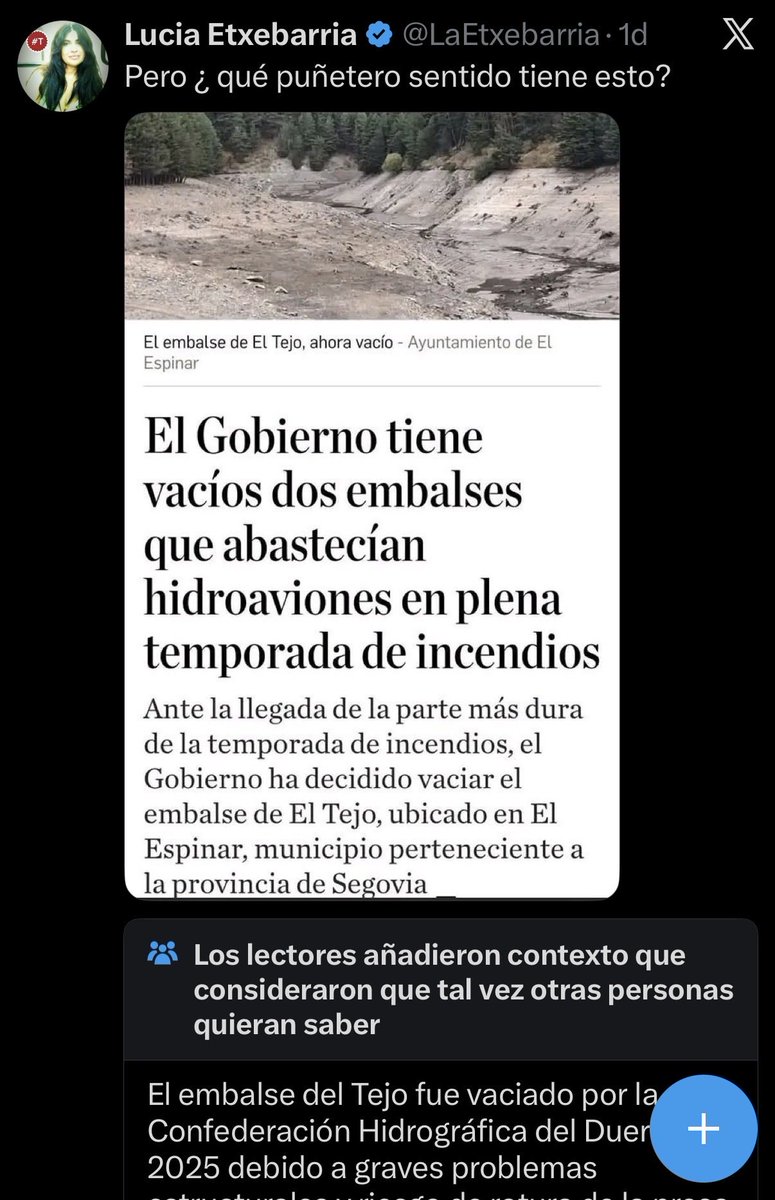 DaniDominguezRo's tweet photo. En 24 horas, Lucía Etxebarría ha tenido que rectificar una portada falsa, un bulo sobre una declaración antigua de Javier Aroca y le han puesto una nota para desmentir una teoría de la conspiración que trataba de difundir.

No dice una cosa que sea verdad ni de rebote https://t.co/u1ZRnwY4Ba