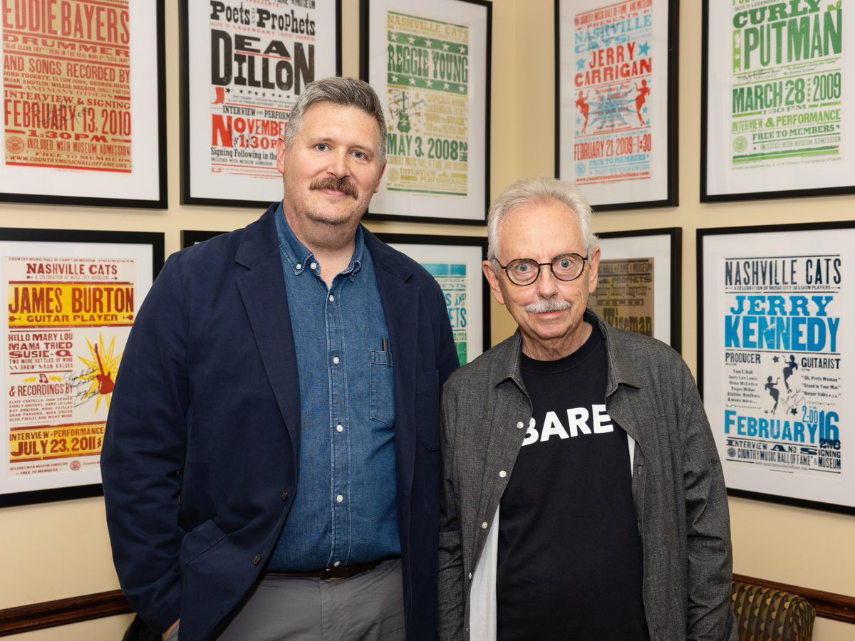 countrymusichof's tweet photo. This weekend, the Museum presented an interview with Buddy Cannon on his life and career in the Museum’s Ford Theater. The interview was hosted by the Museum’s Jon Freeman and featured photos, video clips, and recordings. Cannon began his career playing bass for before shifting his focus to composing. He then started producing in the 1990s and has worked with @KennyChesney on 17 albums, including the multi-platinum releases "No Shoes, No Shirt, No Problems," and "When the Sun Goes Down."
